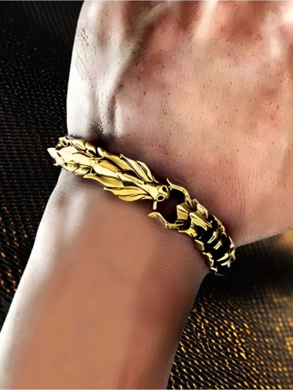 Retro Vintage Gold Dragon Link Bracelet